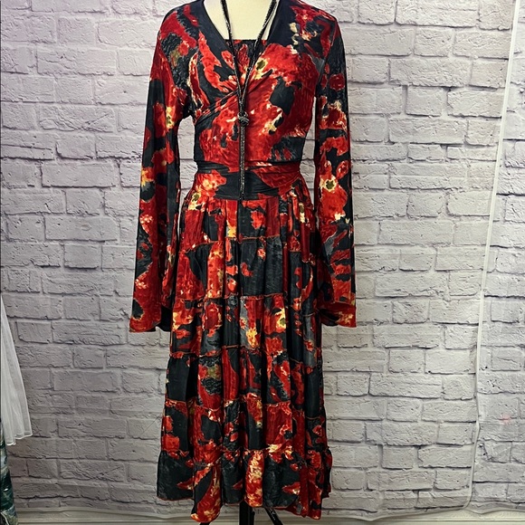 Dresses & Skirts - 0887.  100% Silk Two Piece Kimono Top & Maxi Tiered Skirt